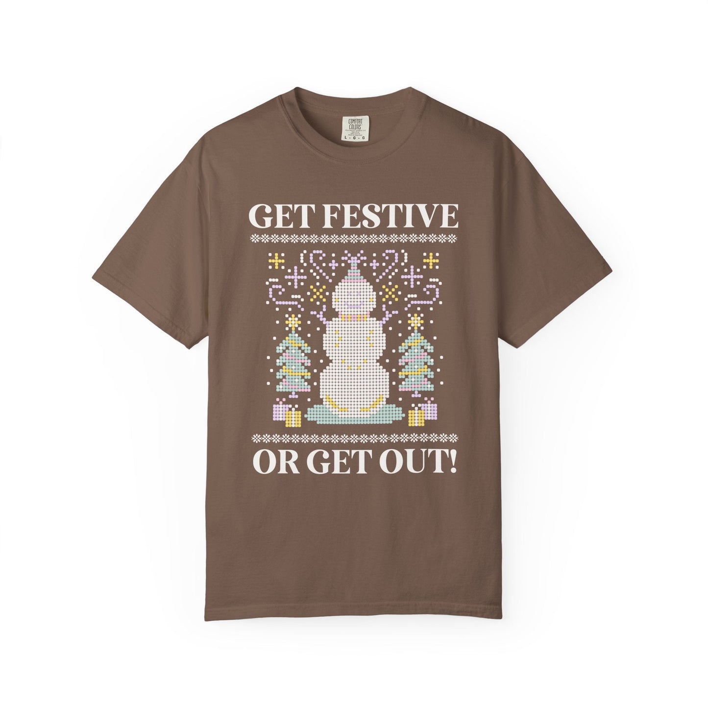 Matching Pastel Christmas Tee: Get Festive or Get Out!