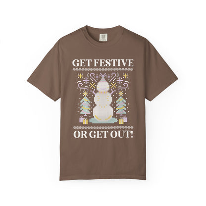 Matching Pastel Christmas Tee: Get Festive or Get Out!