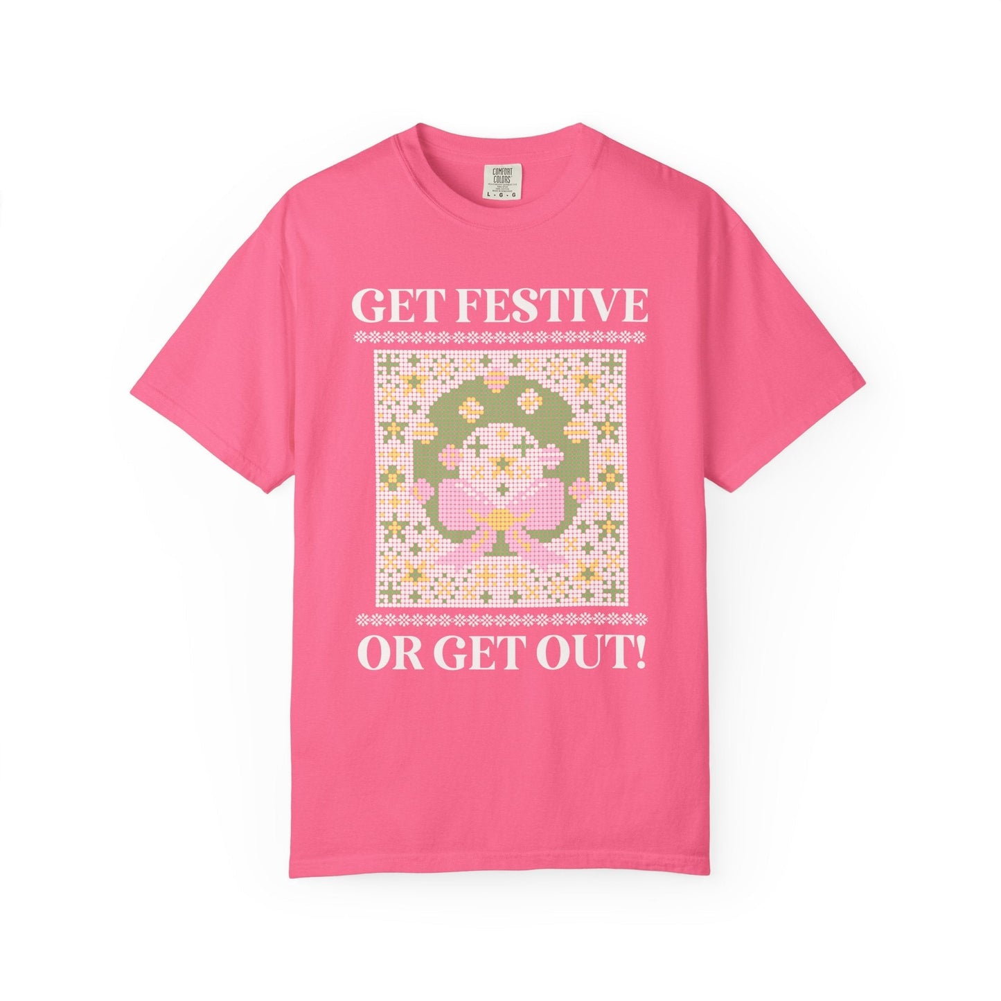 Matching Pastel Christmas Tee: Get Festive or Get Out!