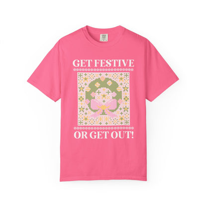 Matching Pastel Christmas Tee: Get Festive or Get Out!
