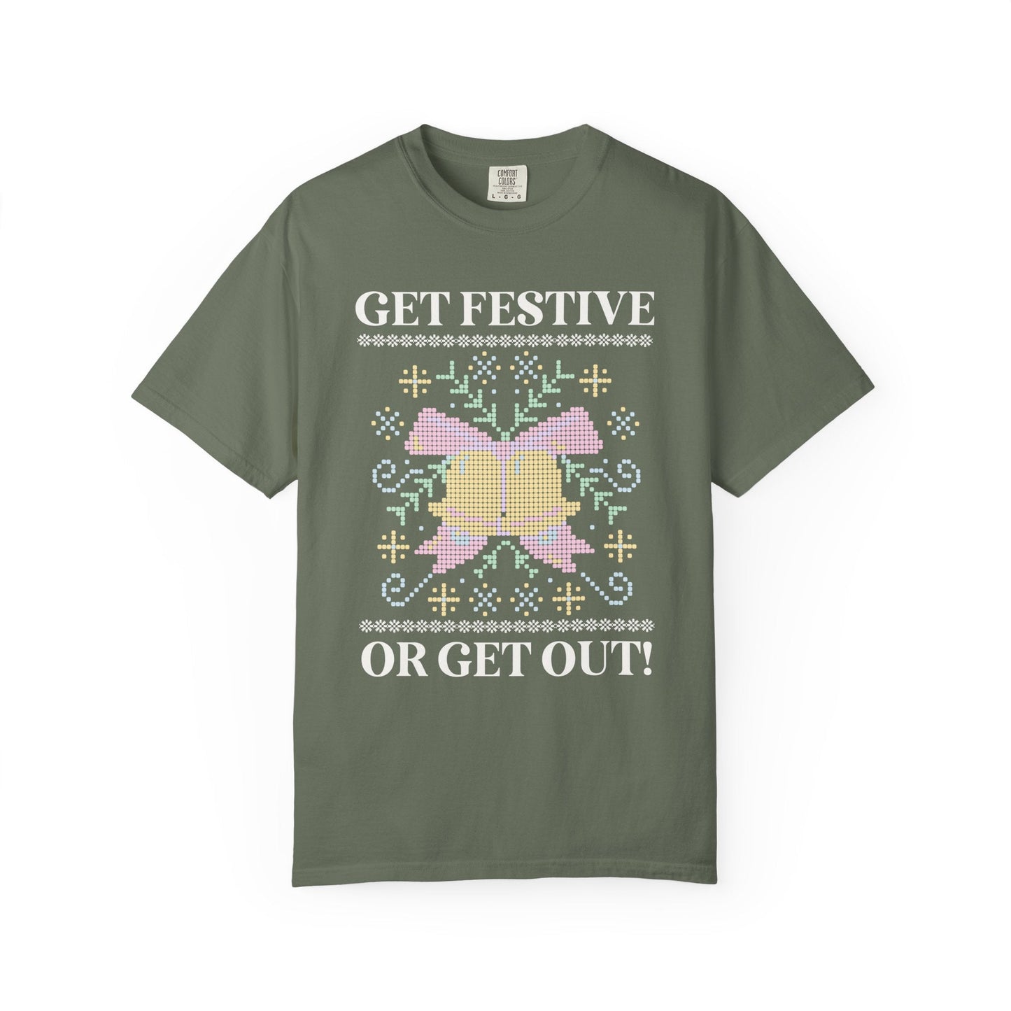 Matching Pastel Christmas Tee: Get Festive or Get Out!