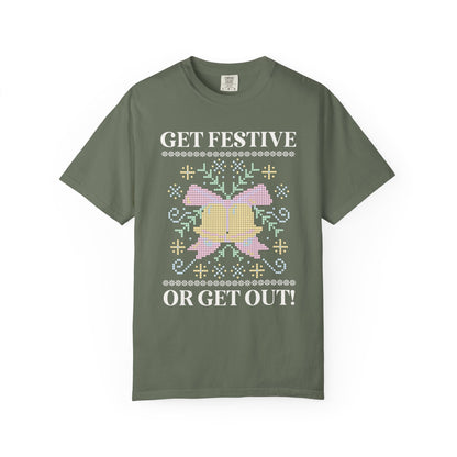 Matching Pastel Christmas Tee: Get Festive or Get Out!