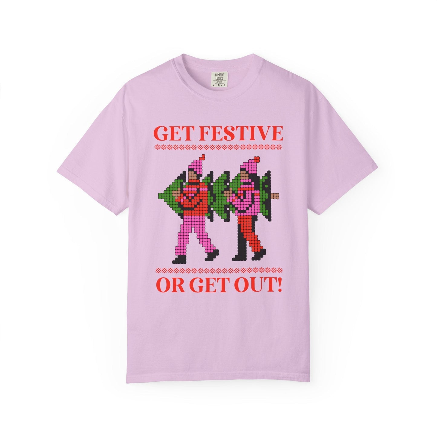 Matching Pastel Christmas Tee: Get Festive or Get Out!