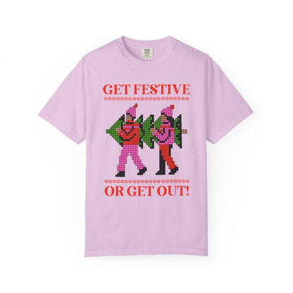 Matching Pastel Christmas Tee: Get Festive or Get Out!