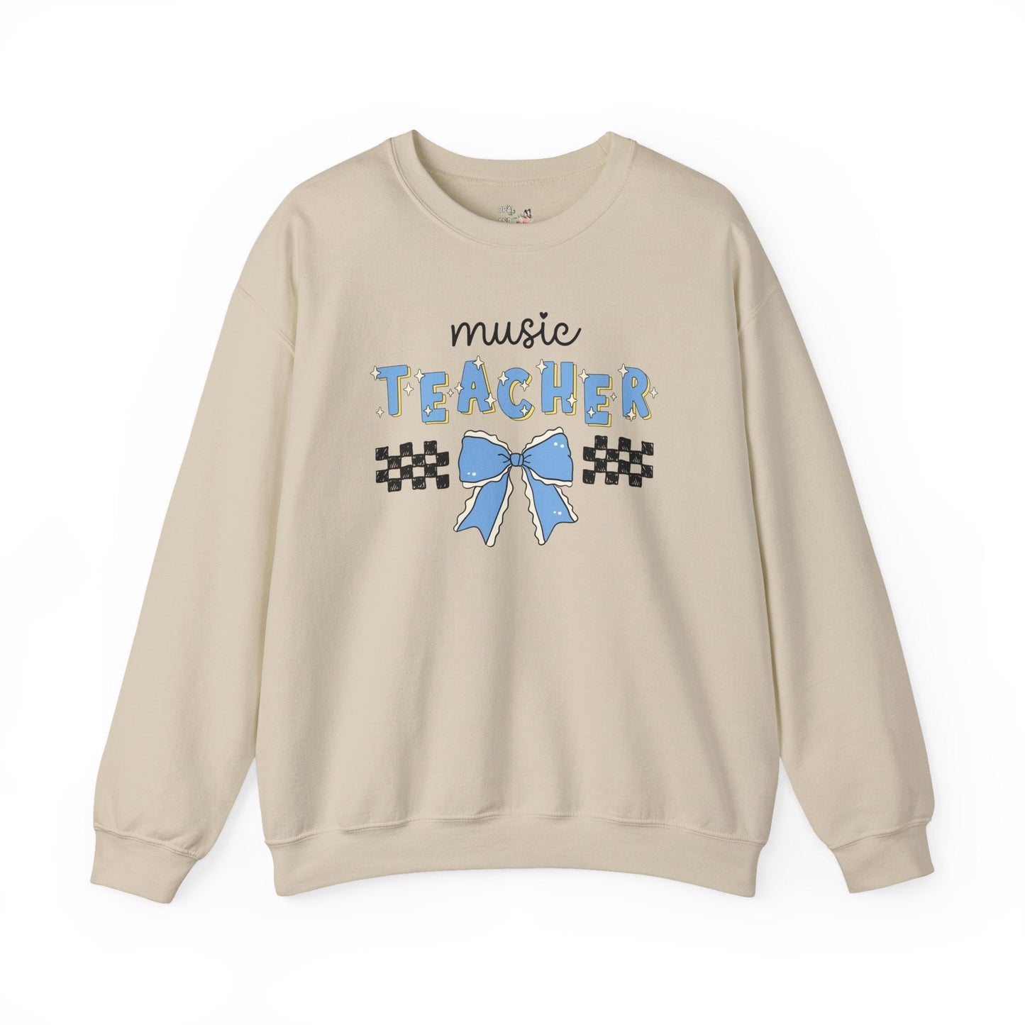 Music Teacher Sweatshirt with Cute Retro Bow