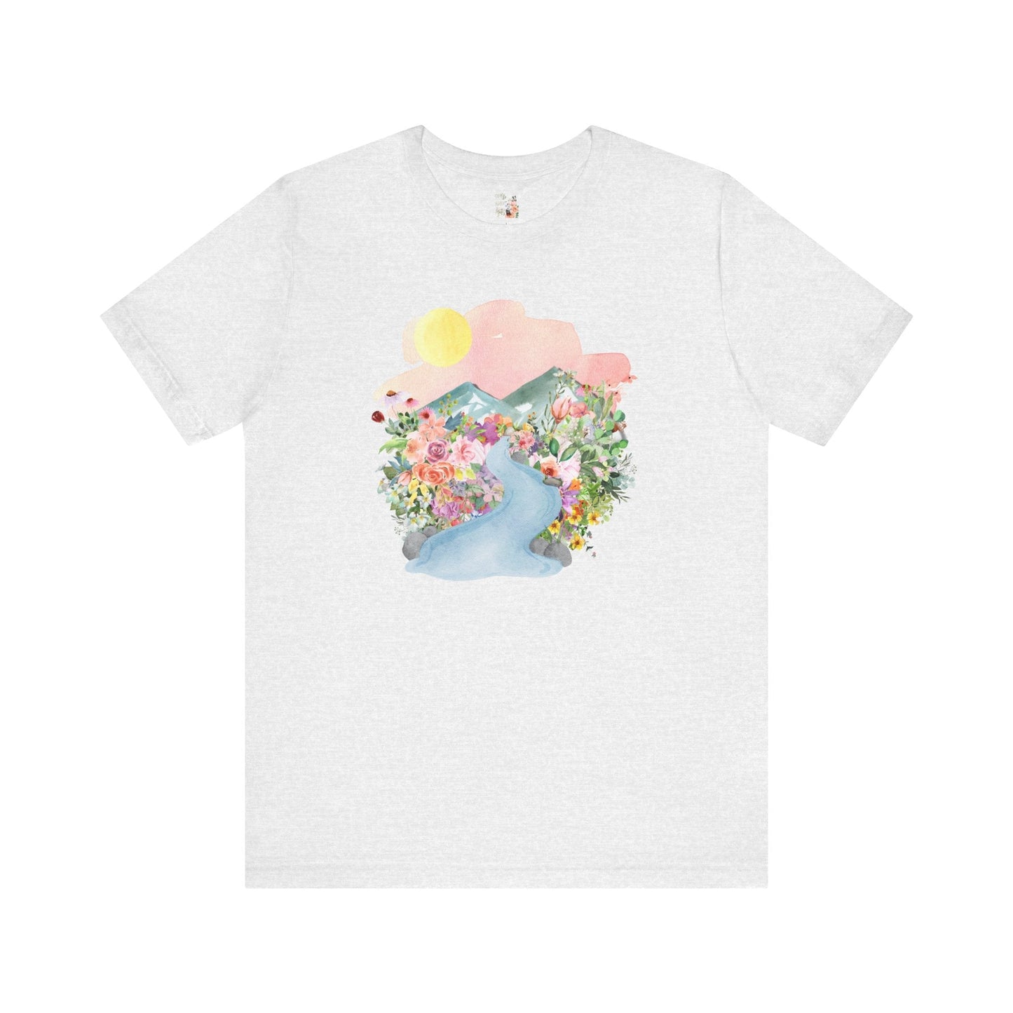 Nature Tee: Mountain River with Flowers