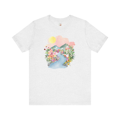 Nature Tee: Mountain River with Flowers
