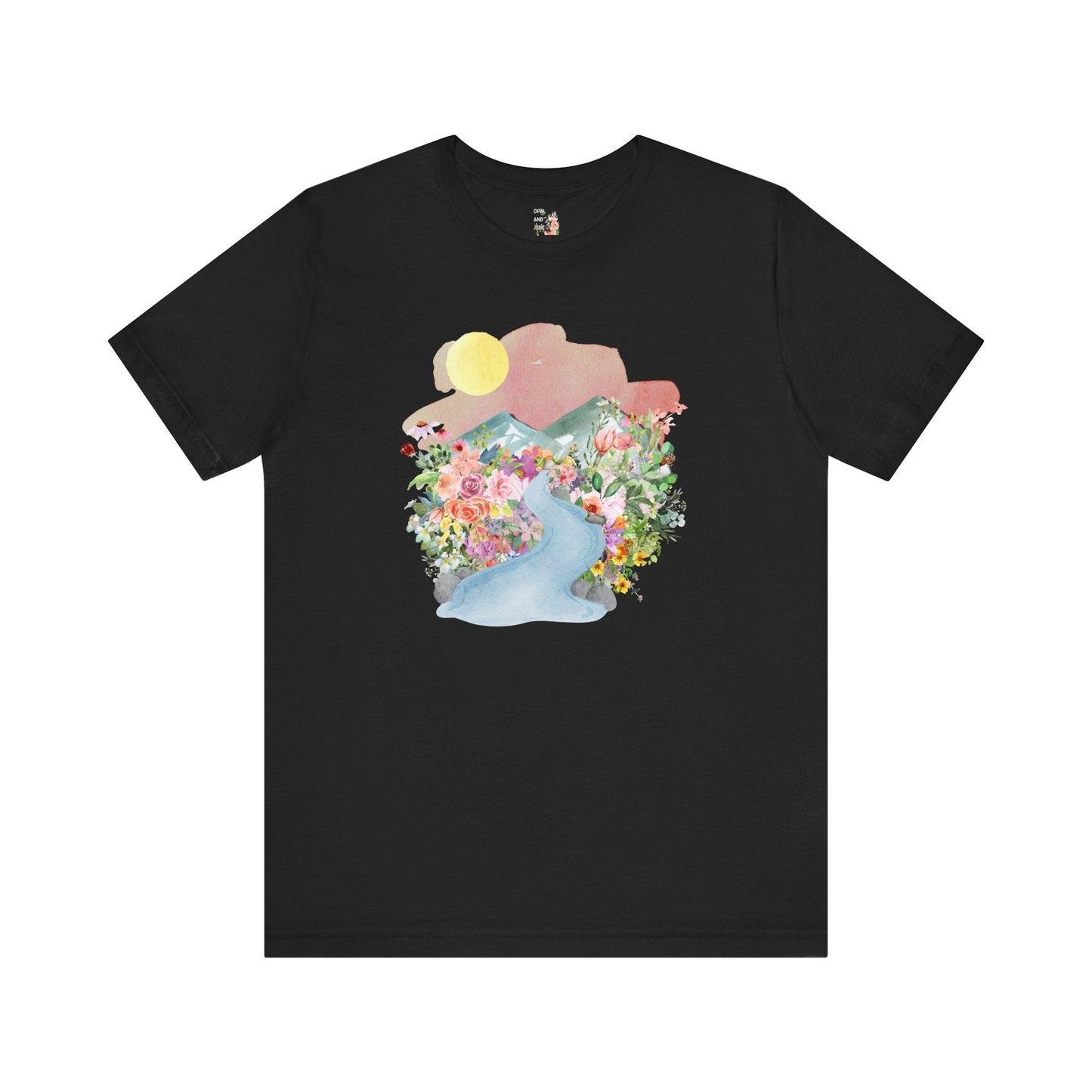 Nature Tee: Mountain River with Flowers