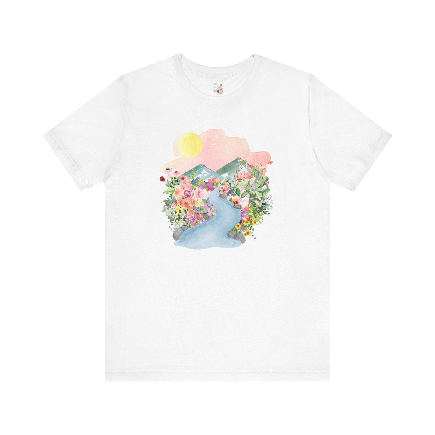 Nature Tee: Mountain River with Flowers