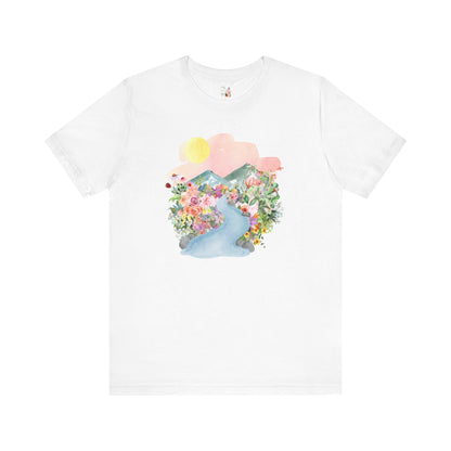 Nature Tee: Mountain River with Flowers