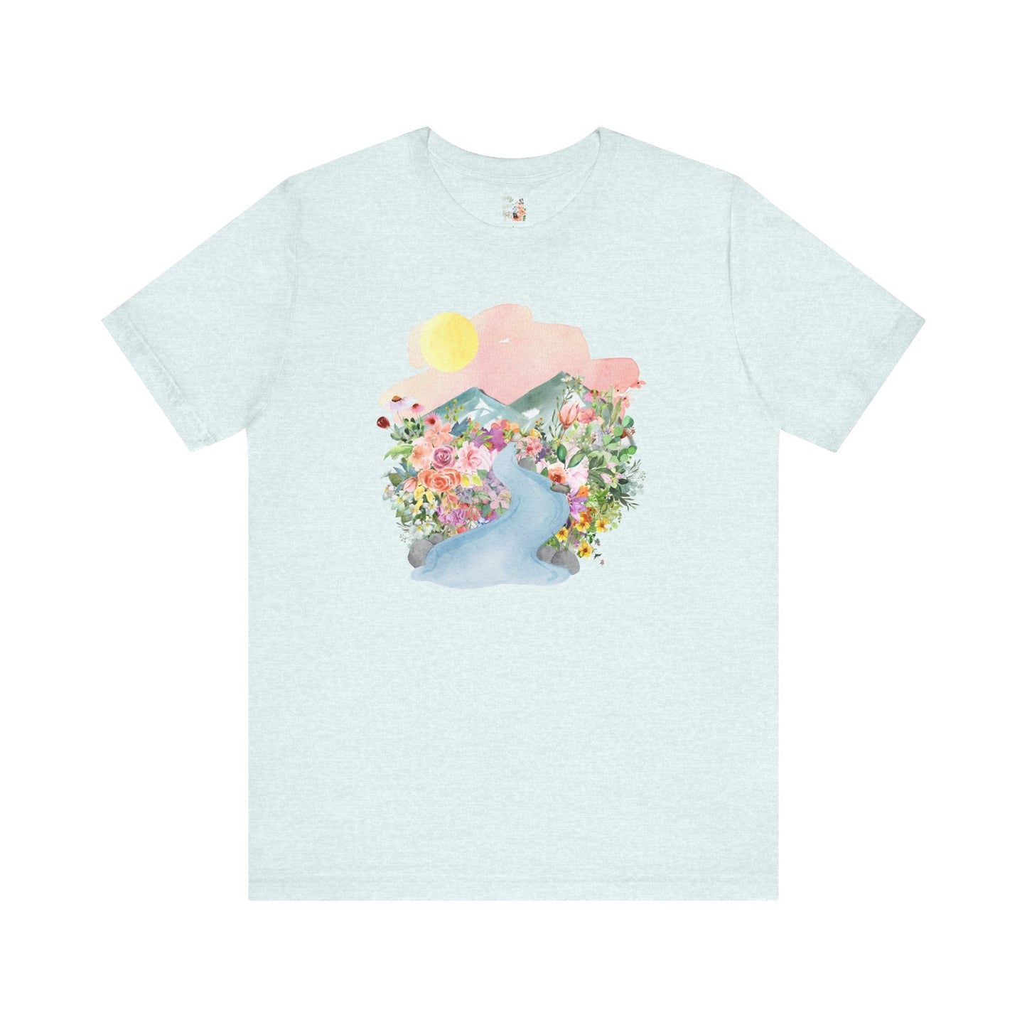 Nature Tee: Mountain River with Flowers