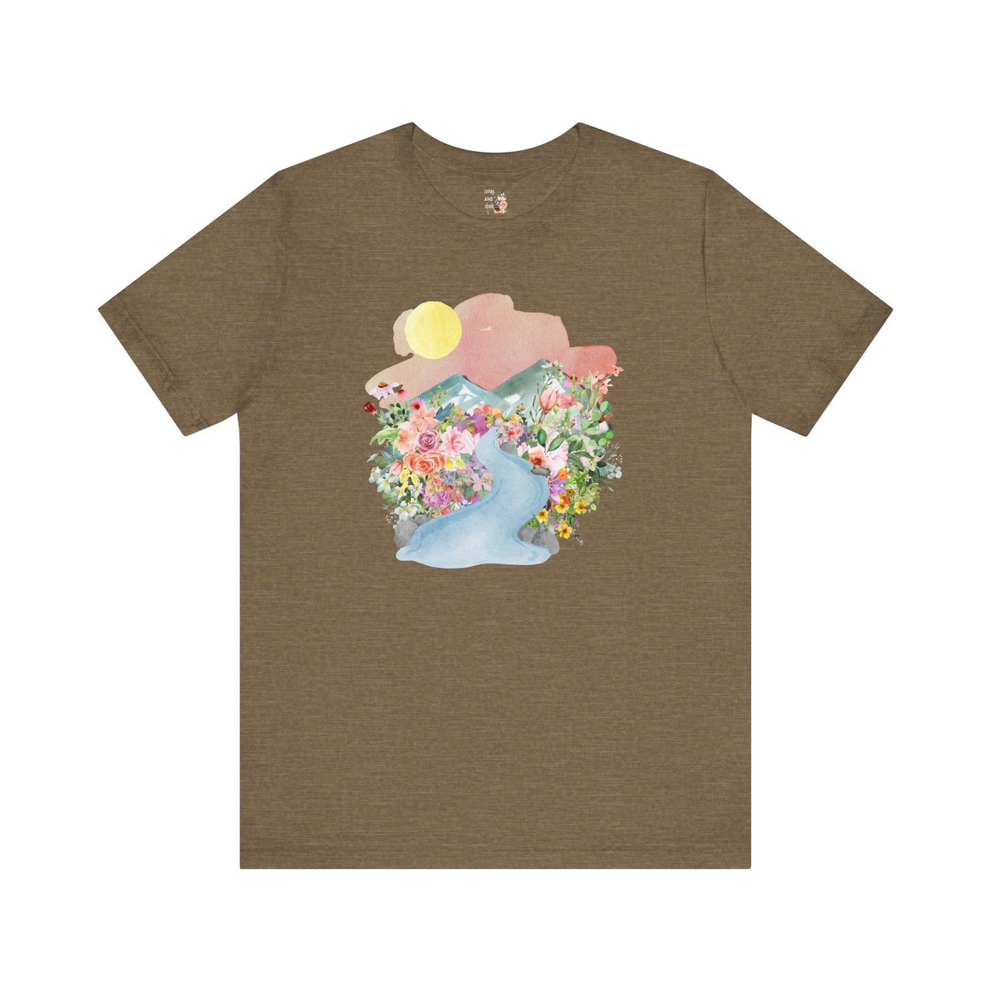 Nature Tee: Mountain River with Flowers