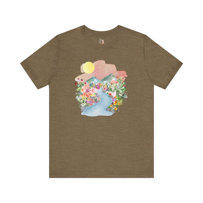 Nature Tee: Mountain River with Flowers