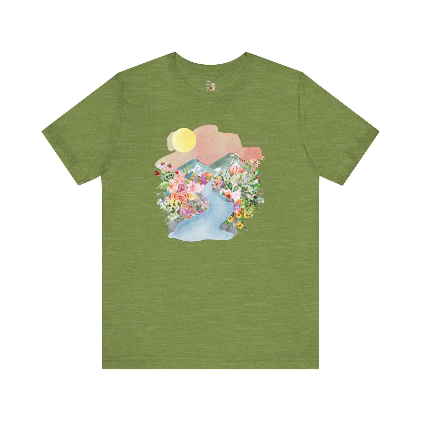 Nature Tee: Mountain River with Flowers