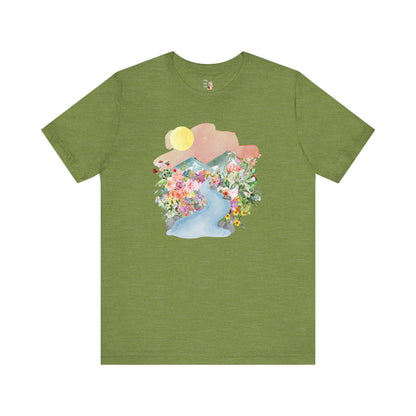Nature Tee: Mountain River with Flowers