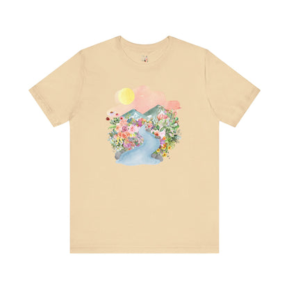 Nature Tee: Mountain River with Flowers