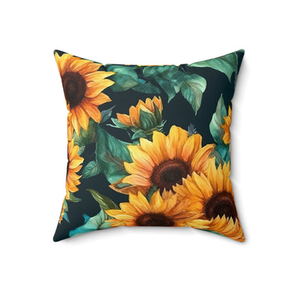 Nostalgic Cat Pillow for Fall: Watercolor Kitten, Boho Butterflies and Sunflowers