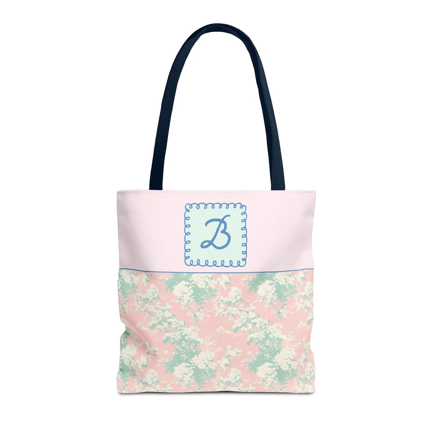Pastel Eighties Aesthetic Tote Bag with Initial, Colorful Maximalist Tote Bag with Letter in Cute Doodle Frame, Teacher Appreciation Gift: B