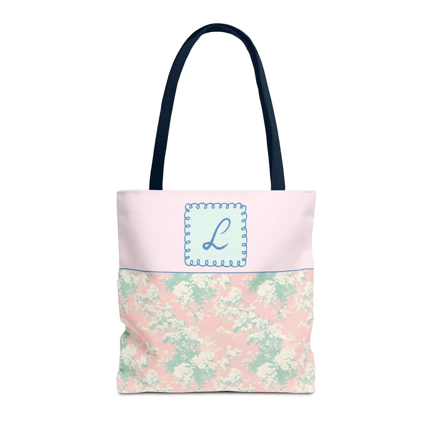 Pastel Eighties Aesthetic Tote Bag with Initial, Colorful Maximalist Tote Bag with Letter in Cute Doodle Frame, Teacher Appreciation Gift: L