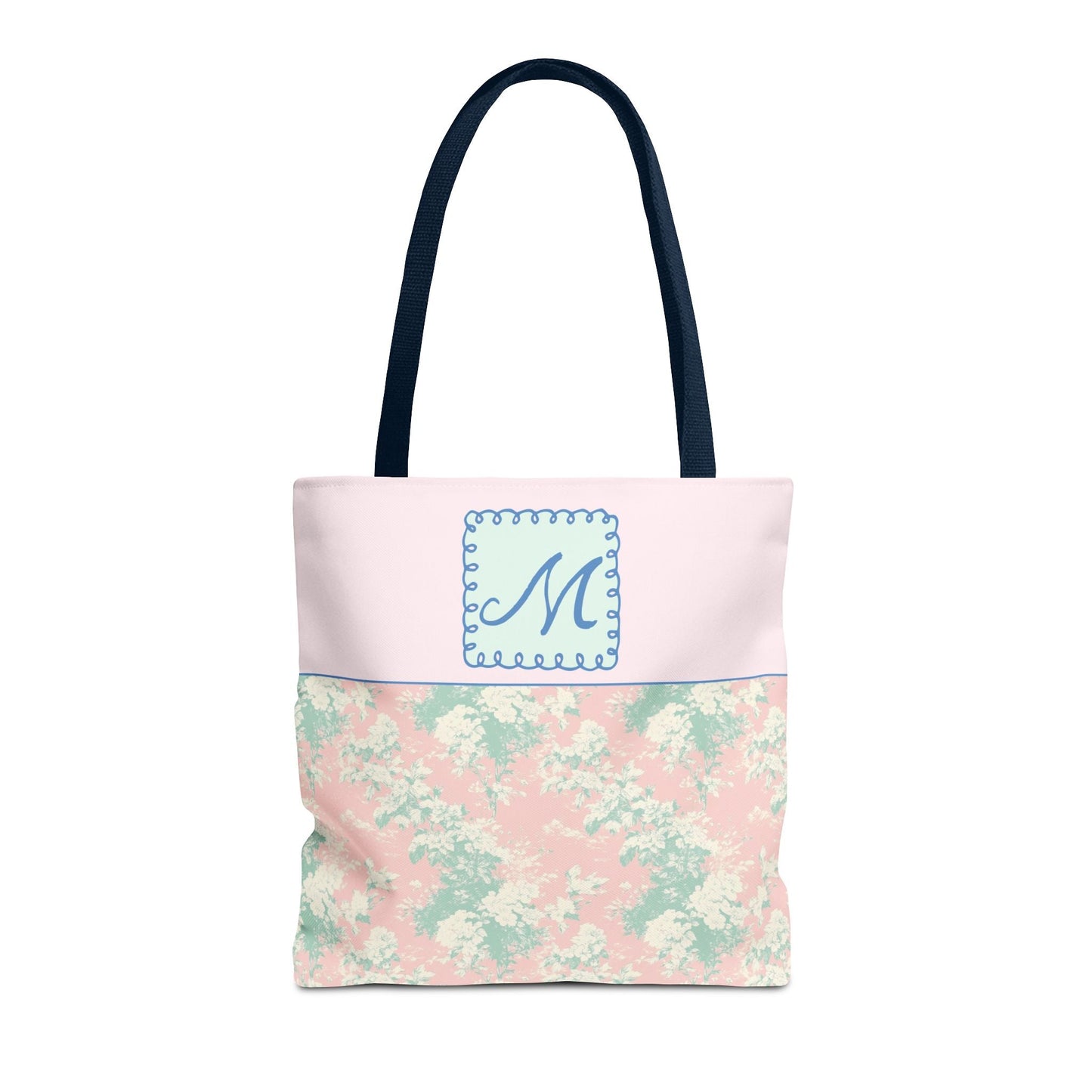 Pastel Eighties Aesthetic Tote Bag with Initial, Colorful Maximalist Tote Bag with Letter in Cute Doodle Frame, Teacher Appreciation Gift: N