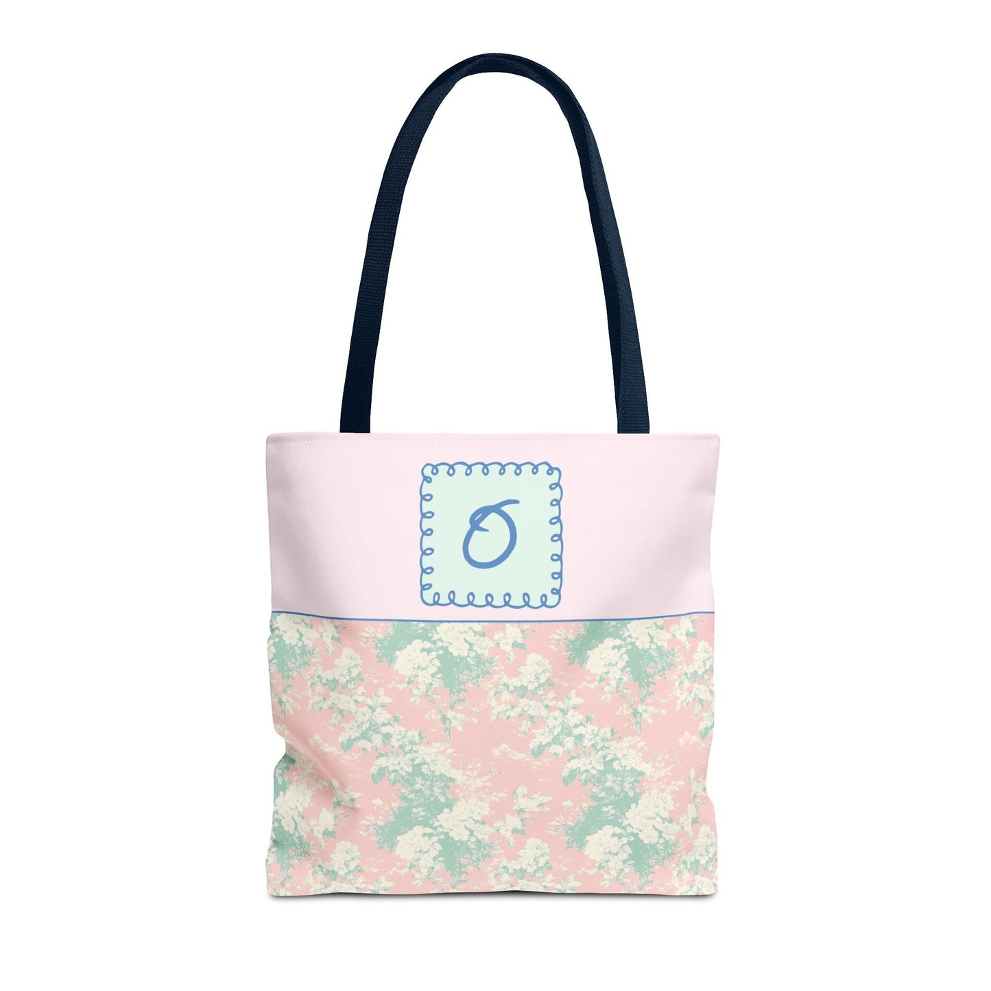 Pastel Eighties Aesthetic Tote Bag with Initial, Colorful Maximalist Tote Bag with Letter in Cute Doodle Frame, Teacher Appreciation Gift: O