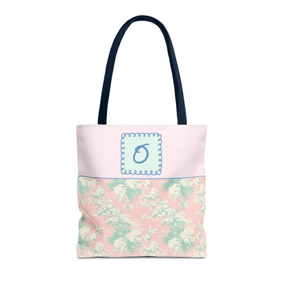 Pastel Eighties Aesthetic Tote Bag with Initial, Colorful Maximalist Tote Bag with Letter in Cute Doodle Frame, Teacher Appreciation Gift: O