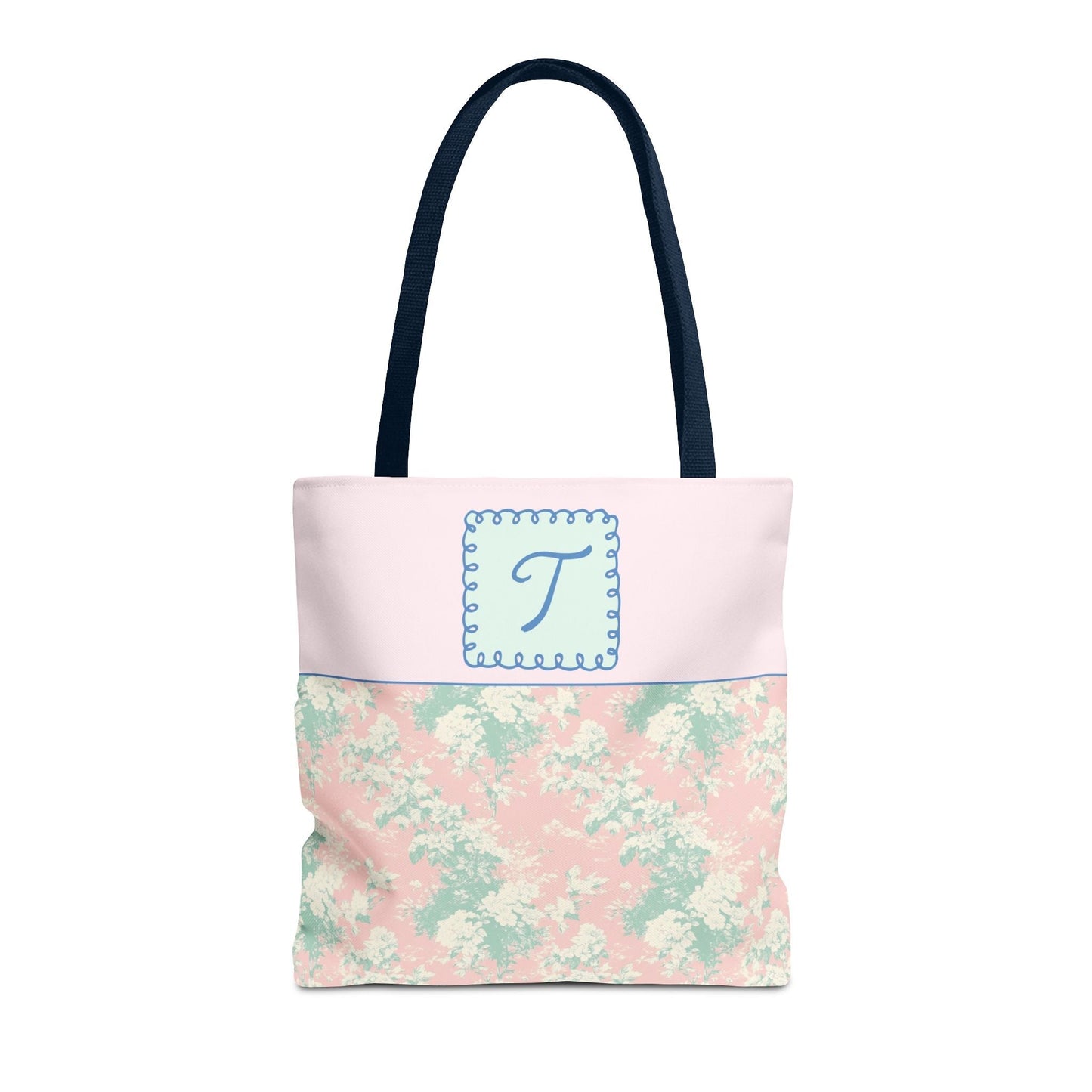 Pastel Eighties Aesthetic Tote Bag with Initial, Colorful Maximalist Tote Bag with Letter in Cute Doodle Frame, Teacher Appreciation Gift: T