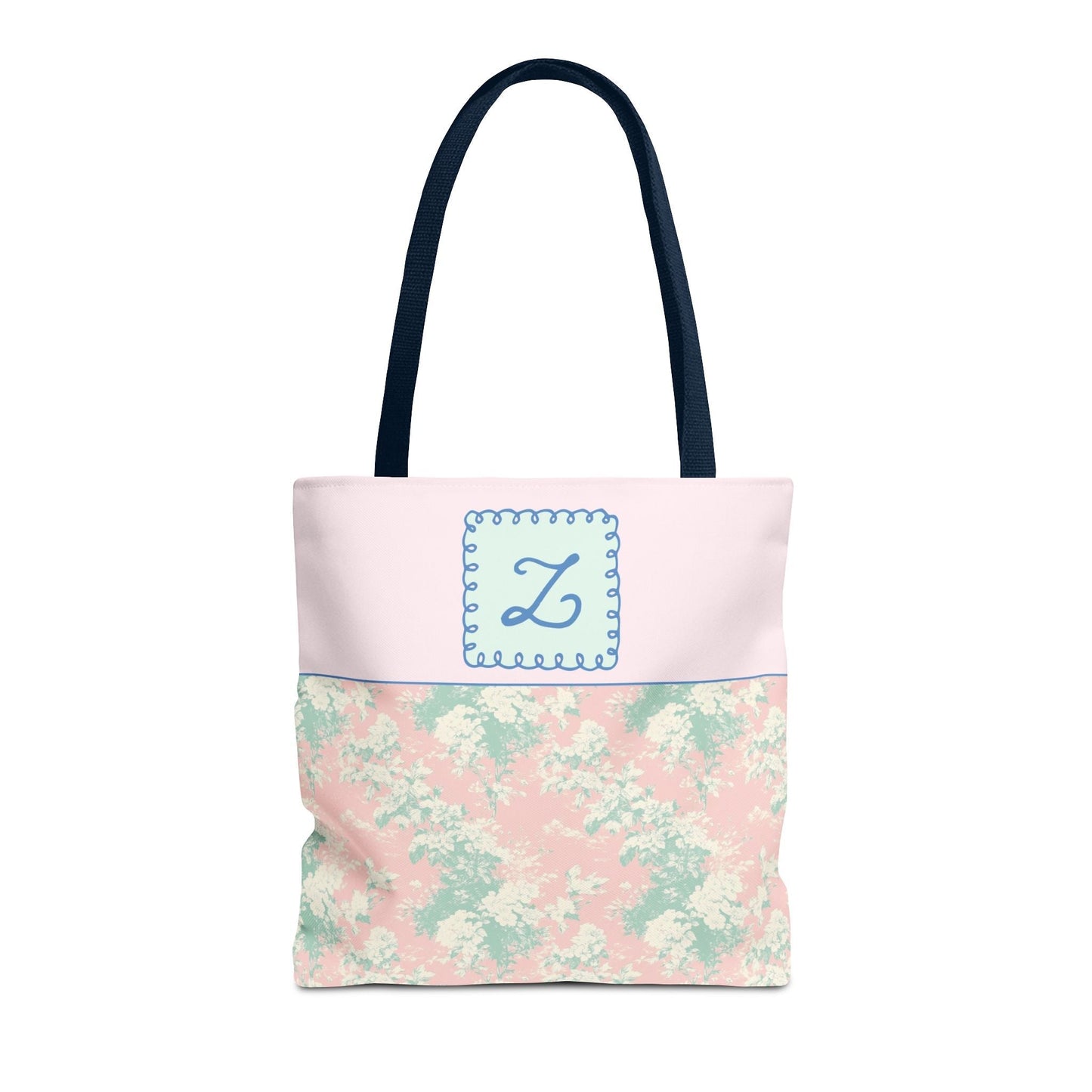 Pastel Eighties Aesthetic Tote Bag with Initial, Colorful Maximalist Tote Bag with Letter in Cute Doodle Frame, Teacher Appreciation Gift: Z