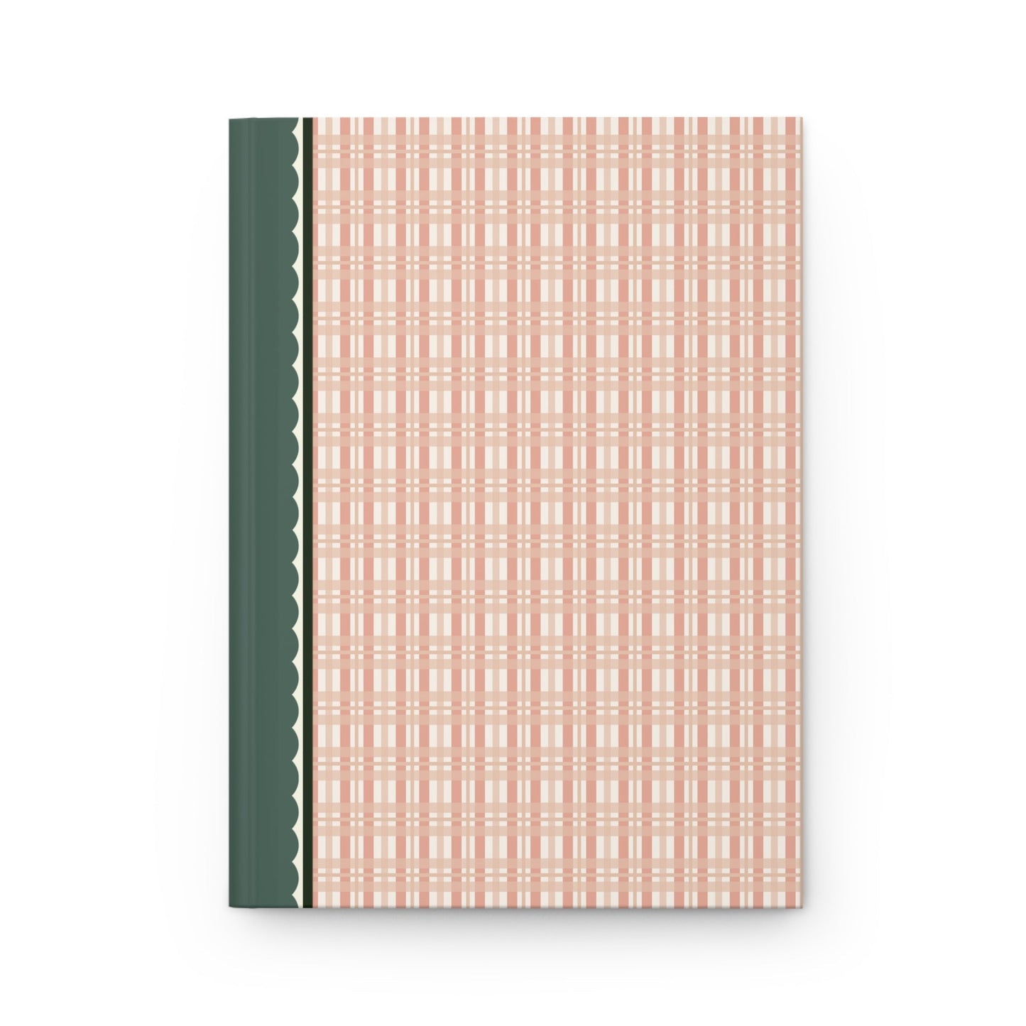 Peach Plaid Notebook with Hearts