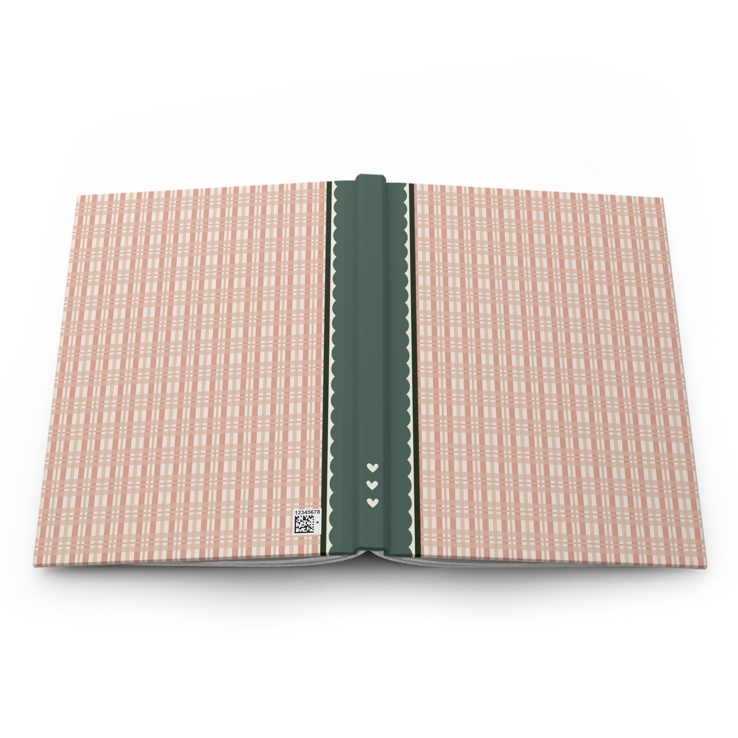 Peach Plaid Notebook with Hearts