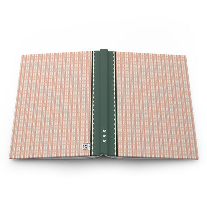 Peach Plaid Notebook with Hearts