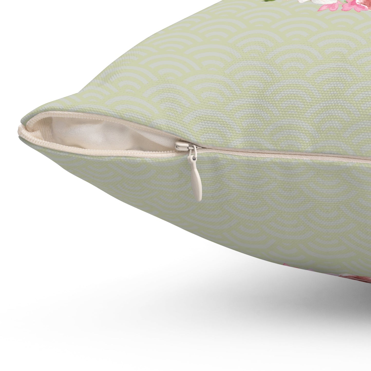 Pillow with Pansies in a Cup