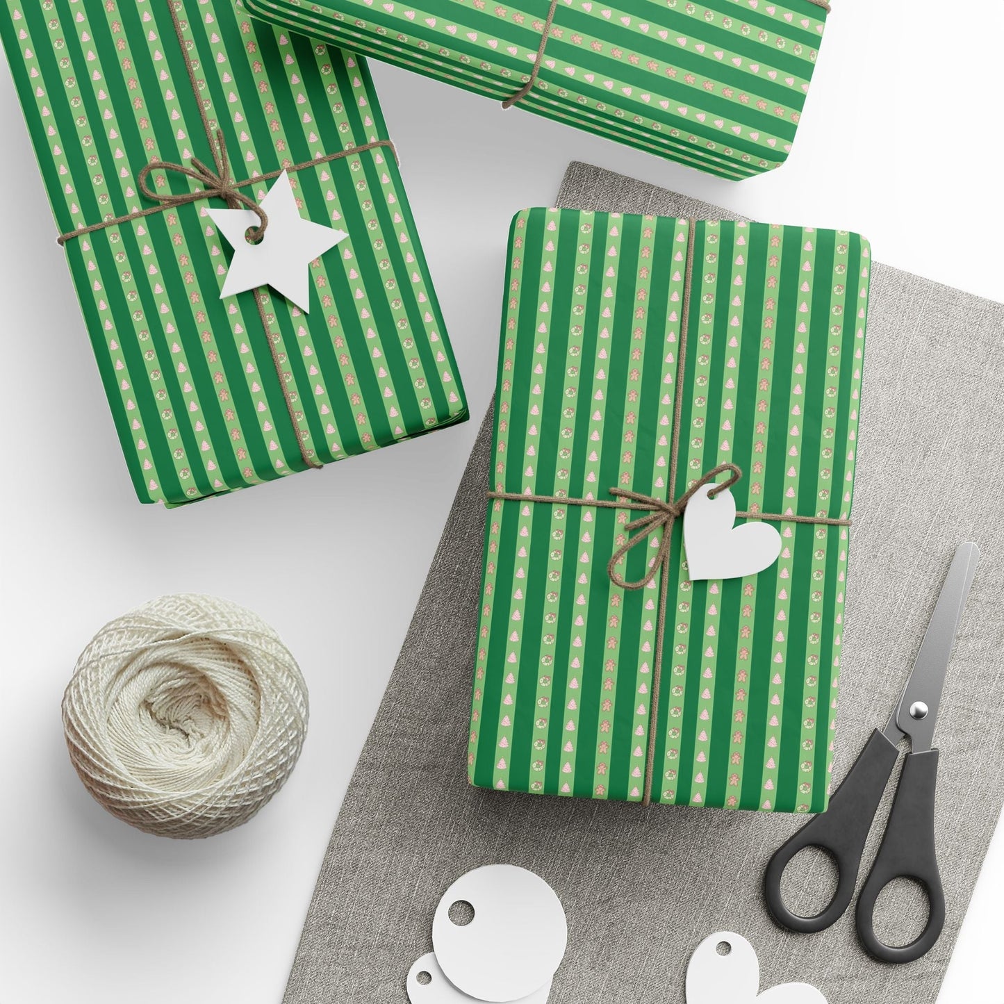 Pink and Green Christmas Wrapping Paper