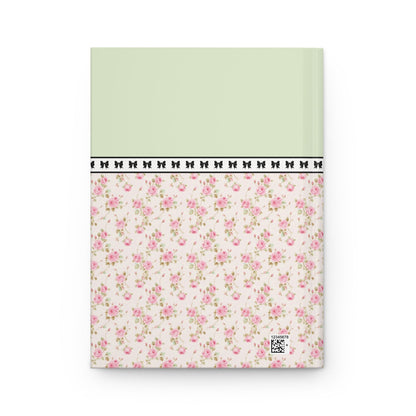 Pink Floral Notebook with Initial and Bows: F