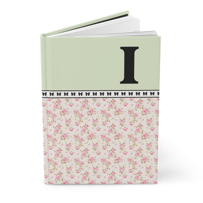 Pink Floral Notebook with Initial and Bows: I