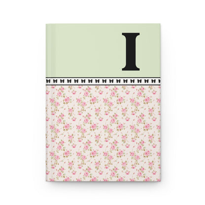 Pink Floral Notebook with Initial and Bows: I