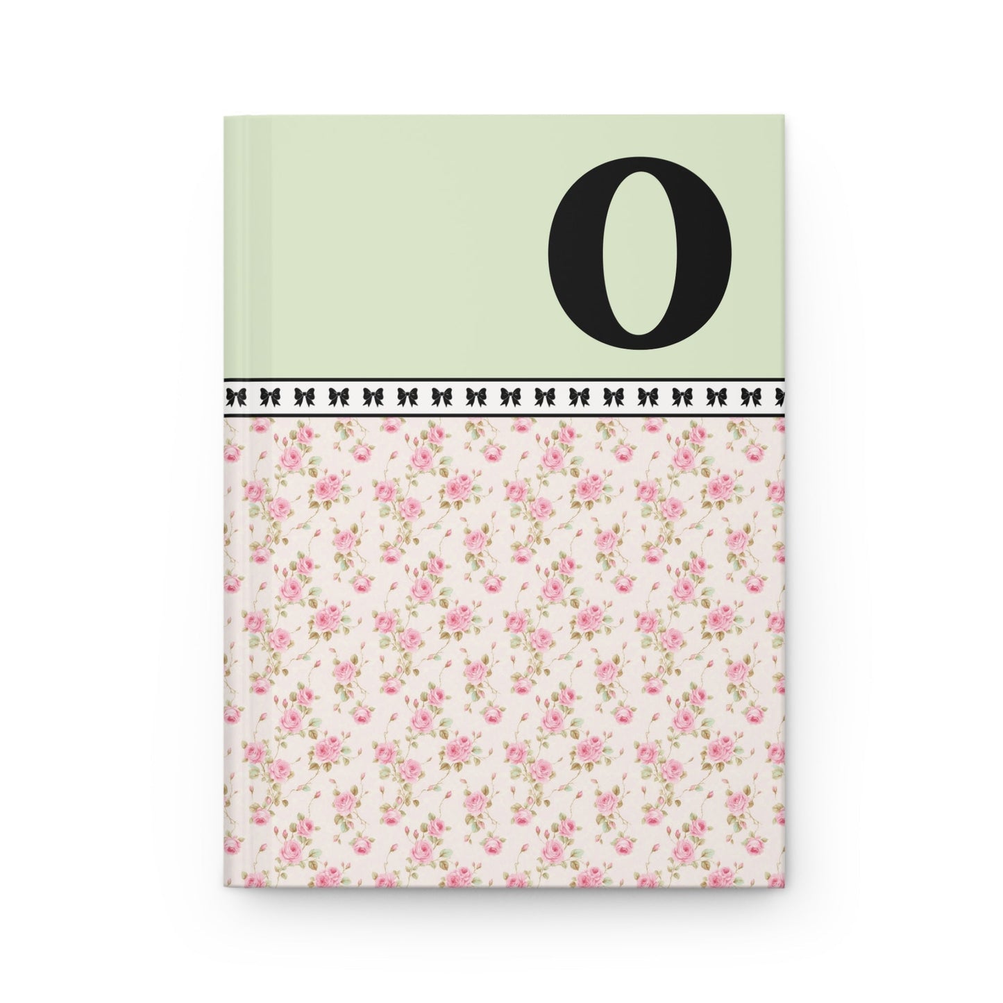 Pink Floral Notebook with Initial and Bows: O