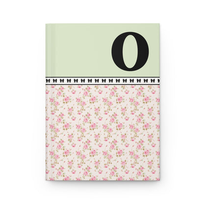 Pink Floral Notebook with Initial and Bows: O