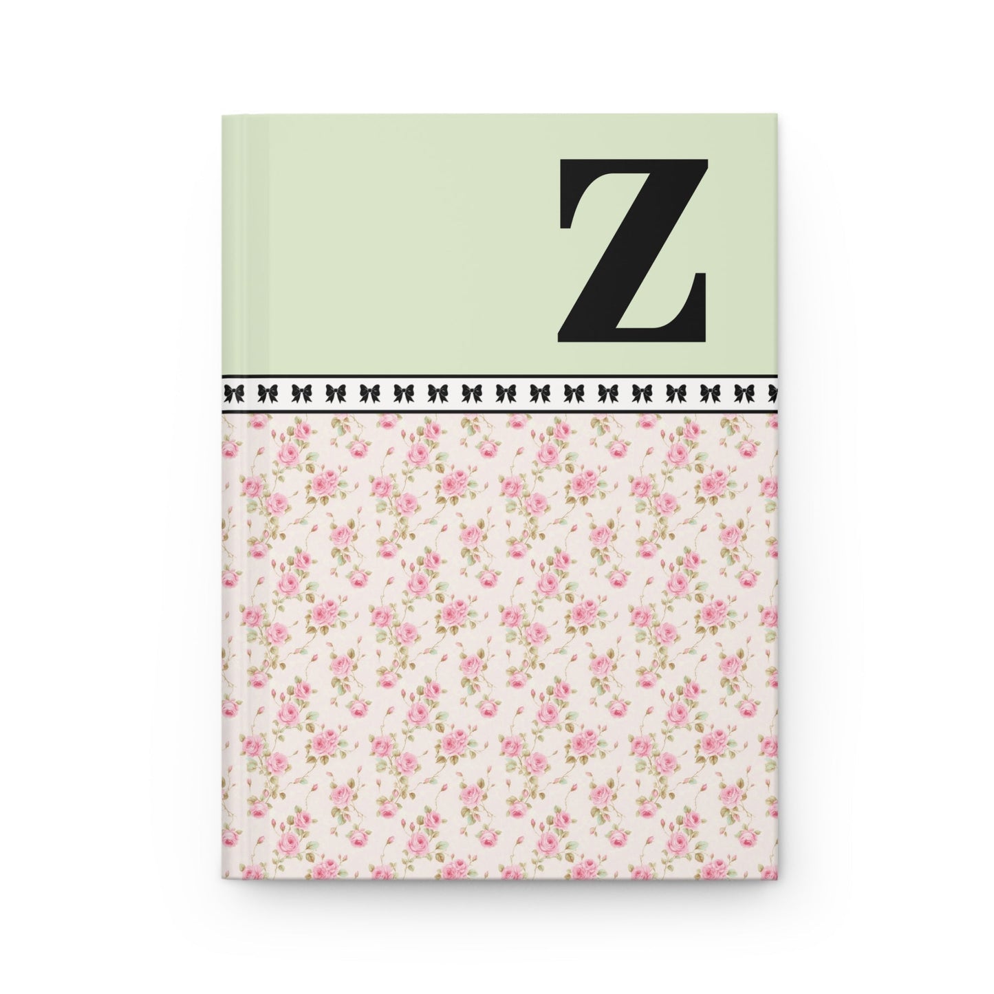 Pink Floral Notebook with Initial and Bows: Z