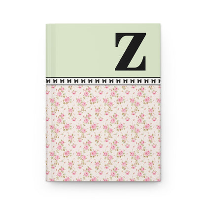 Pink Floral Notebook with Initial and Bows: Z
