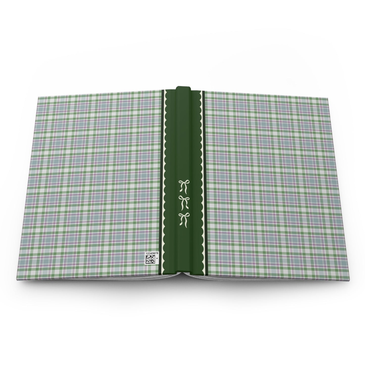 Plaid Notebook with Bows: Green