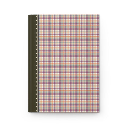 Plaid Notebook with Hearts: Purple
