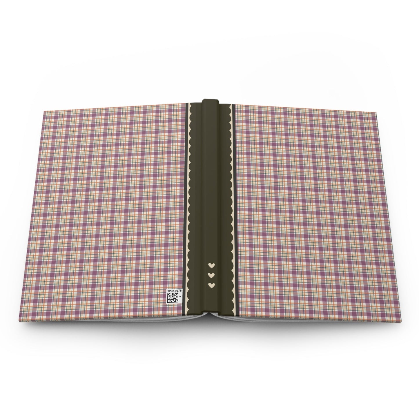 Plaid Notebook with Hearts: Purple