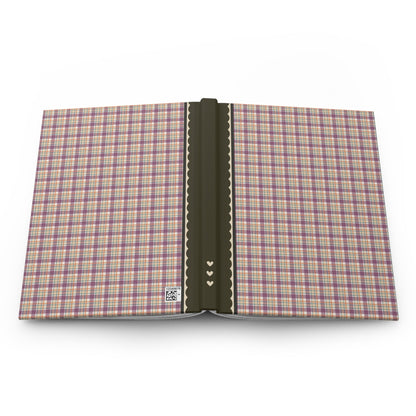 Plaid Notebook with Hearts: Purple
