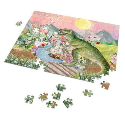 Puzzle of Dinosaur with Flowers