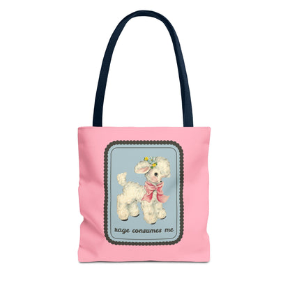 Rage Consumes Me Tote Bag with Flowers and Sheep