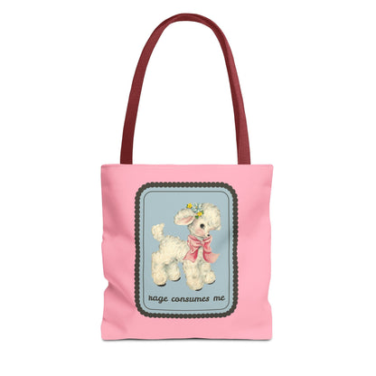 Rage Consumes Me Tote Bag with Flowers and Sheep