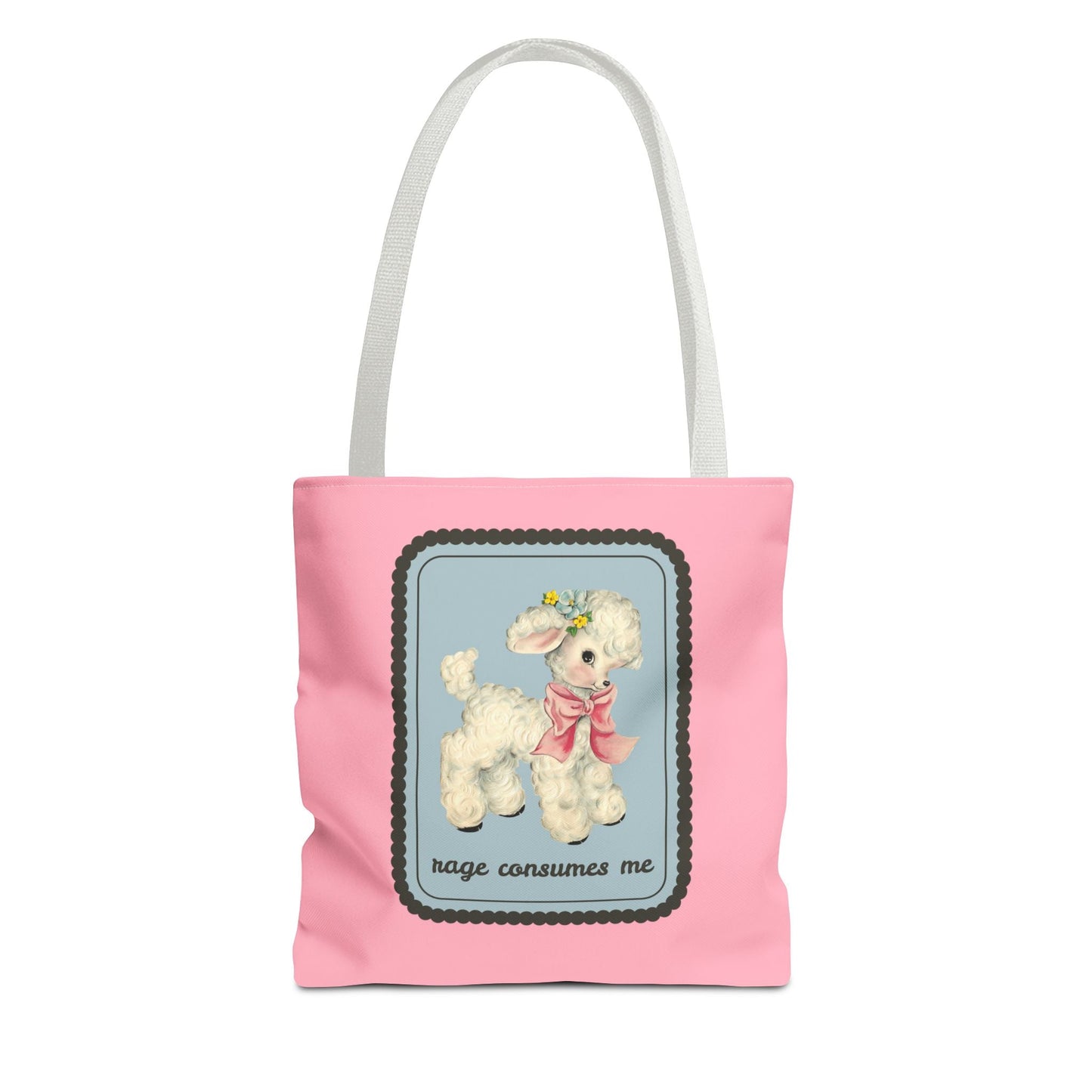 Rage Consumes Me Tote Bag with Flowers and Sheep