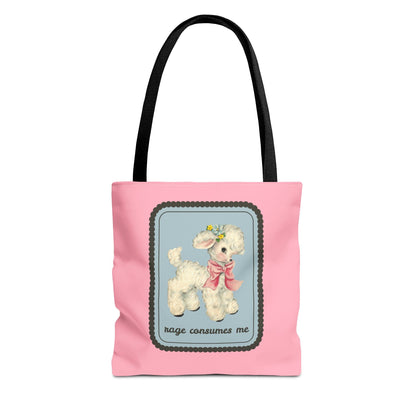 Rage Consumes Me Tote Bag with Flowers and Sheep