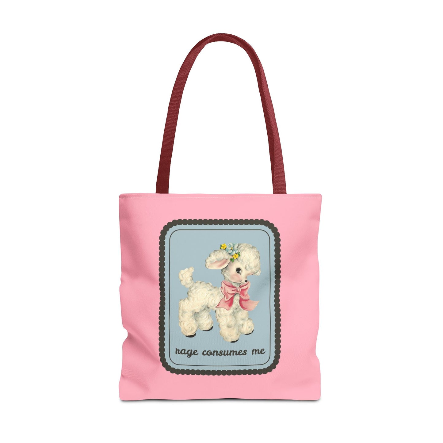 Rage Consumes Me Tote Bag with Flowers and Sheep